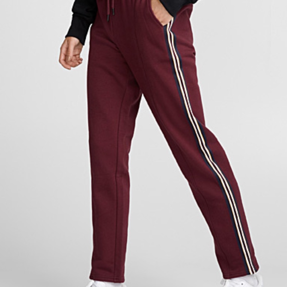 Burgundy retro joggers with plush lining 100% cotton NWT